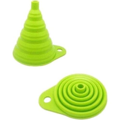 Portable Retractable Funnels Home Kitchen Funnel Convenient Storage Green
