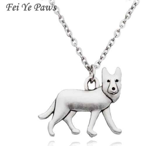 Retro Style German Shepherd Dog Pendant Necklace Boho Colar Necklaces For Women Men Pet Jewelry Stainless Steel Chain Wholesale
