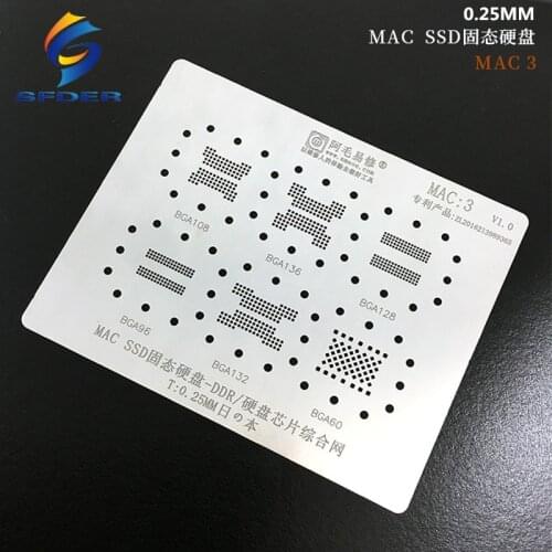 Amaoe BGA Reballing Stencil MAC3 for Macbook SSD DDR BGA108 BGA136 BGA128 BGA96 BGA132 BGA60 Chip MAC Tin Mesh Solder Template