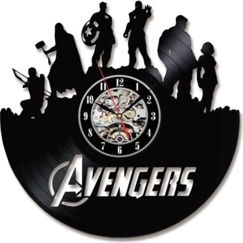 Super Hero Vinyl CD Disc Wall Clock Vintage Vinyl Album Record Clock Comics Art Decor Silent Watch Kids Gift Quartz Watch