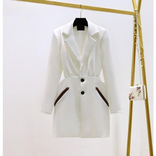 Fashion Autumn New Long Sleeve Notched Collar Sexy Waist Hollow Out Single Breasted Buttons Slim Blazer Women Coat