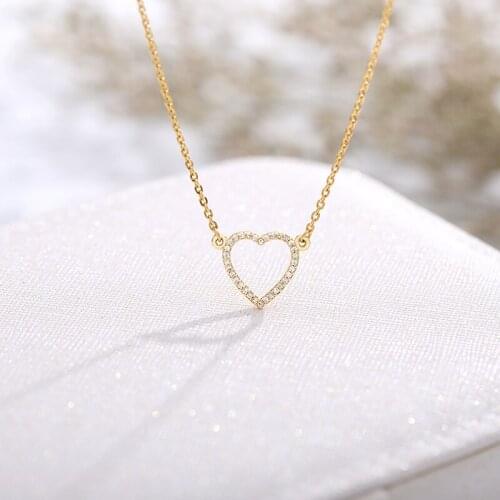 Romantic Fashion Love Heart Shape Zircon Pendant Necklaces Jewelry For Women Crystal Choker Chain Wedding Memory Best Gifts