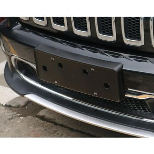 1Pcs ABS Exterior Car Front License Plate Holder Styling Cover Trim Decorative For Jeep Cherokee 2014-16 Black