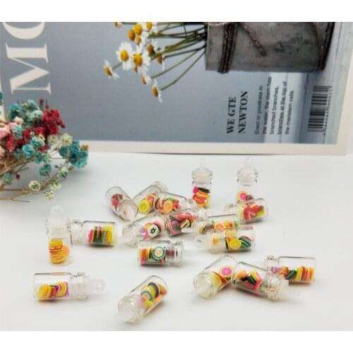 10pcs 10*25mm Mixed Fruit Acrylic Bottle Charms Cute DIY Findings Creative Keychain Earrings Pendants Jewelry Making Craft YZ620
