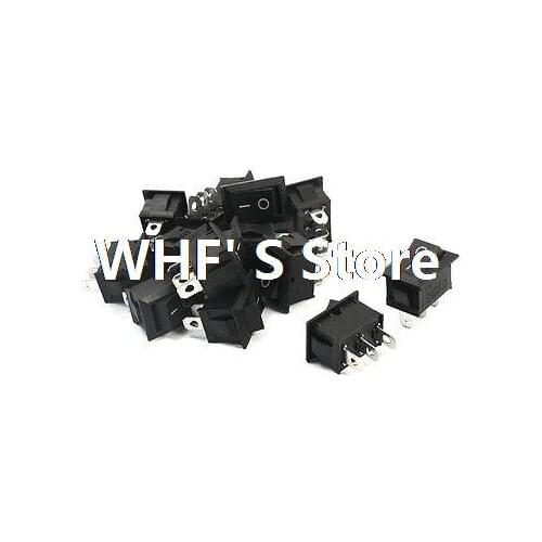 15Pcs SPDT ON/OFF 3Pin Black Head Rectangle Rocker Switch AC250V 6A AC125V 10A