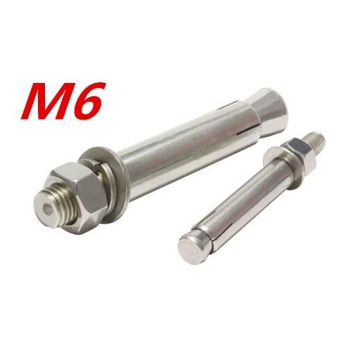 20pcs/lot M6*50/60/70/80/90/100/120mm 304 stainless steel expansion bolts expansion screws car repair expansion screw
