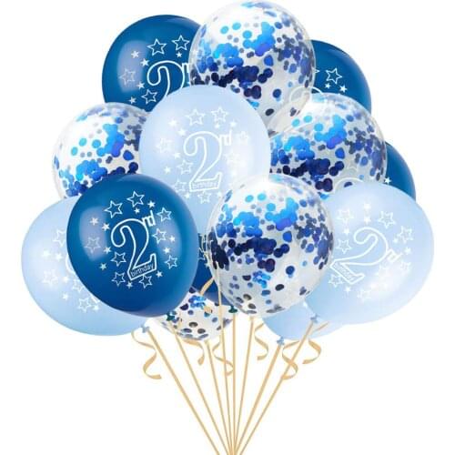 2nd Birthday Balloons Latex Confetti Balloon Kids Birthday Party Decorations Baby Boy Girl 2 Year Old Party Supplies Baby Shower