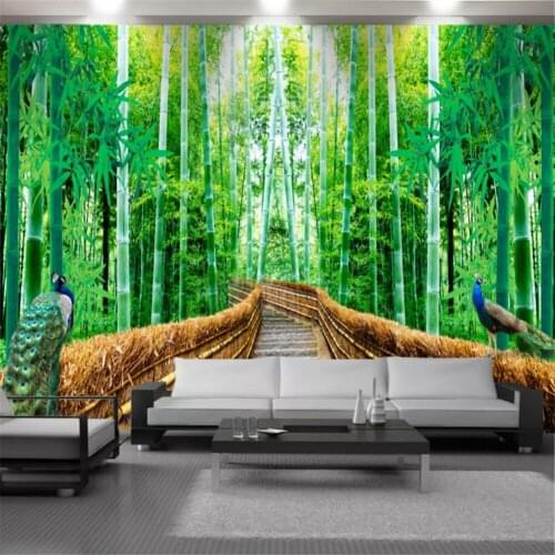 3d Bedroom Wallcovering Wallpaper Green Bamboo Forest Thatch Promenade Beautiful Scenery Mural Home Decor Painting Wallpapers