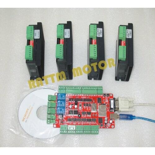 4 Axis motor driver 20-50V/4.5A/256 micsteps controller kit with 4Axis USBCNC breakout board