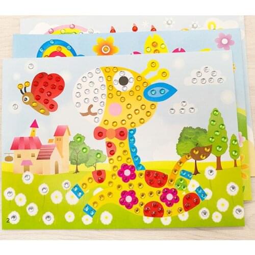 4 Pcs Childrens diamond painting crystal stickers handmade DIY paste painting kindergarten cartoon creative educational toys