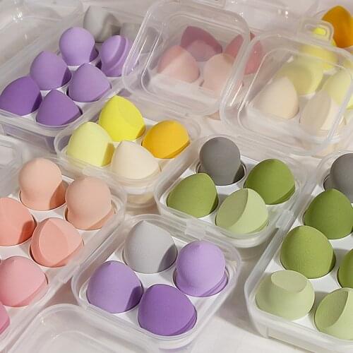 4pcs/set Face Makeup Sponge Puff with Storage Box Foundation Powder Cream Sponges Cosmetics Powder Puff Makeup Beauty Tool