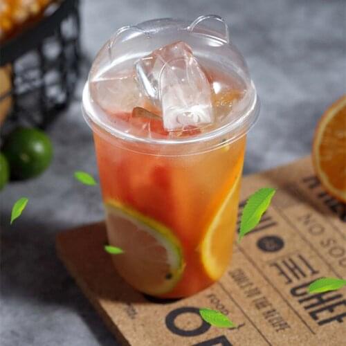 50pcs Net Red U shape bubbte tea cup juice coffee drinking cup yogurt pudding dessert cups ice cream cup plastic cups with lids