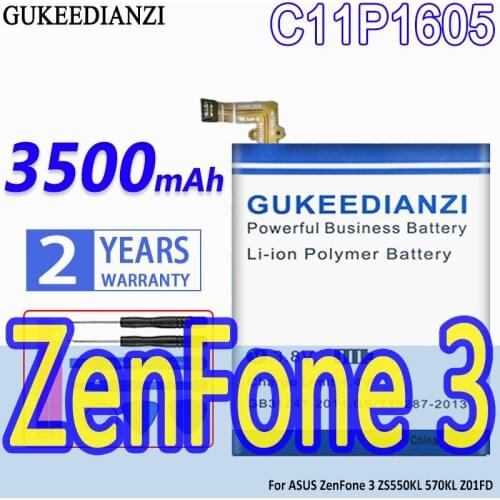 High Capacity GUKEEDIANZI Battery C11P1605 3500mAh For ASUS ZenFone 3 ZenFone3 ZS550KL 570KL Z01FD