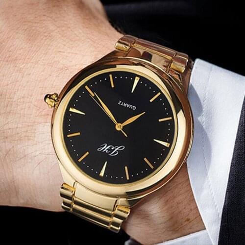 Reloj Hombre Men Gold Watches Stainless Steel Quartz Wristwatches Men Flameless USB Charging Lighter Watches Relogio Masculino