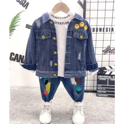 Toddler Kids Baby Boy clothes Denim Jacket,T-shirt and jeans 3pcs Outfits Clothes Set Children Autumn Winter boys Outfits Set