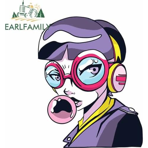 EARLFAMILY 13cm x 10.2cm for Anime Girl with Glasses Funny Car Stickers Fashion Decal Vinyl Material Waterproof Car Accessories