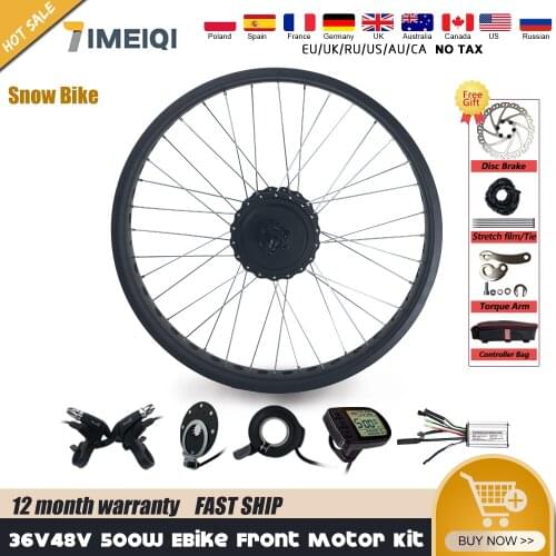 Electric Fat Bicycle Conversion Kit 36V 48V 500W Front Wheel Hub Motor 20'' 26'' 4.0 Tyre For Snow Beach Bike Conversion Kit