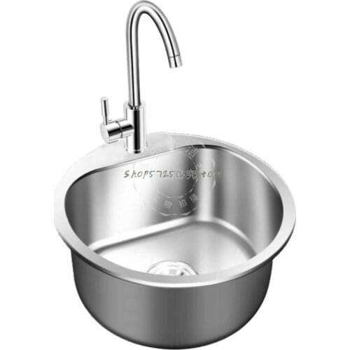 Round Vegetable Basin, Single-slot Integrated Sink, Garden Groove, Stainless Steel Vegetable Sink, Thickened Basin, Sink