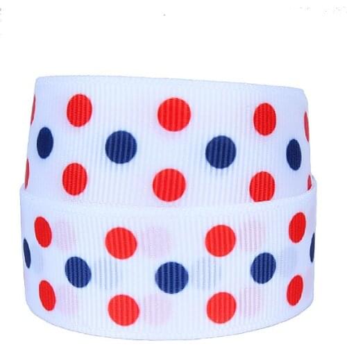 FLRA Ribbon (50yards/lot)FLORA Ribbons wholesale red and blue dots printing grosgrain ribbon