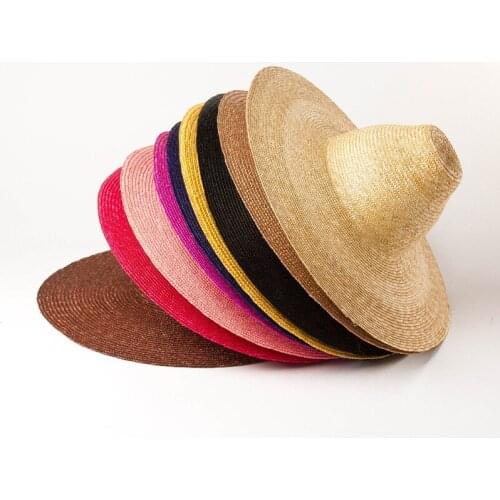 Summer Custom Catwalk New Cone-shaped High-top Hand-woven Natural Straw Hats Women Wide Brim Outdoor Beach Sun Hat Gorra Mujer