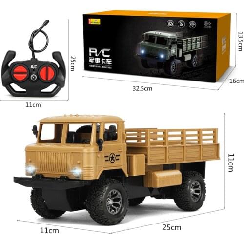 1:16 4D War Series Model 4WD RC Car With Led Lights 2.4G Radio Remote Control Cars Military Transport Truck Toys for Children