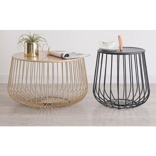 Multi-Functional Tea Table Detachable Iron Art Storage Basket Small Apartment Living Room Bedroom Decorative Sofa Side Table