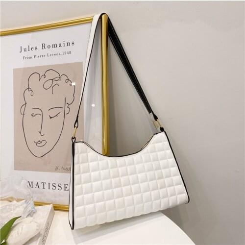 Fashion Lingge Womens Bag New PU Leather Underarm Shoulder Bag Female Luxury Design Baguette Handbags for Women 2021