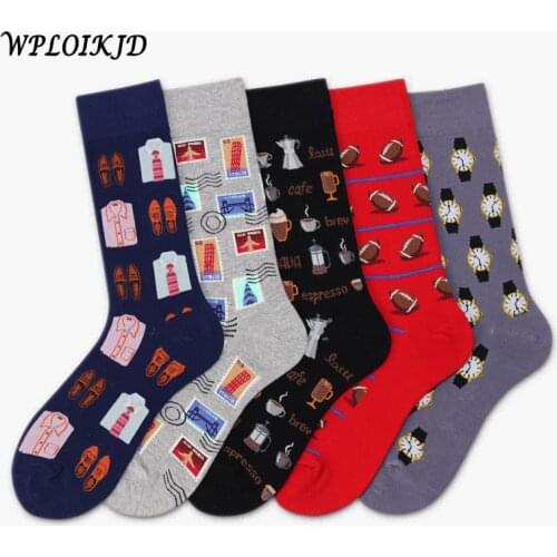 Men Business Harajuku Hip Hop Creative Happy Socks Funny Watch/Dress Printing Street Skateboard Skarpetki Men Socks Meias Hombre