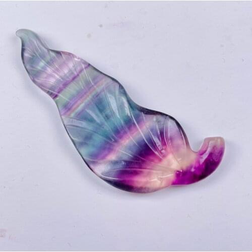 Natural Fluorite Crystal Leaves Hand Carved And Polished Rare Gemstone Home Decoration Collection