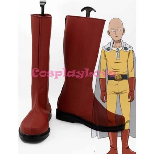 Newest Custom Made Japanese Anime ONE PUNCH-MAN Saitama Cosplay Shoes Long Boots For Halloween