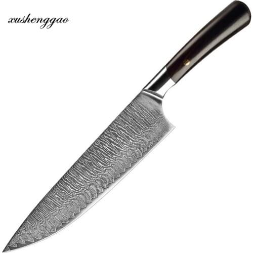 Newest 8 inch Cleaver Knife Japanese 67 Layers Damascus Steel Kitchen Knives Slicing Meat Pro Sushi Sashimi Knives Ebony Handle