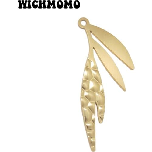 New 2pieces/bag 91mm Aluminium Alloy Wire Drawing Leaves Embossed Charms Big Pendant for DIY Necklace Earring Accessories