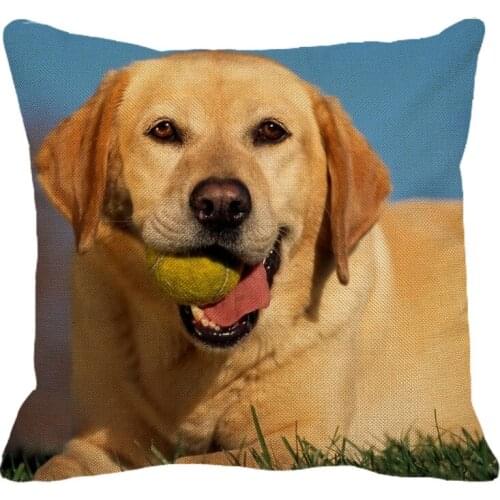 XUNYU 45cmx45m Animal Dog Golden Hair New Linen Comfortable Cushion Cover Living Room Sofa Decorative Pillow Cover YH016