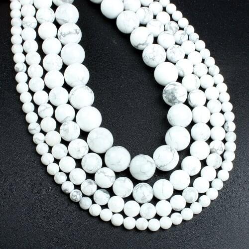 Whosale Price Natural Semi-precious Stone Loose Beads White Turquoise Beads Strand Beads For Jewelry Making Size4mm,6mm,8mm,10mm