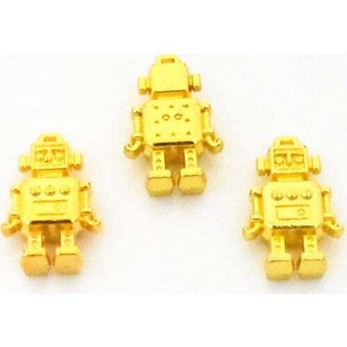 NEW Charms,18x11mm 10pcs/Lot Gold Color Plated Cute Robots Pendants For Making DIY Handmade Jewelry