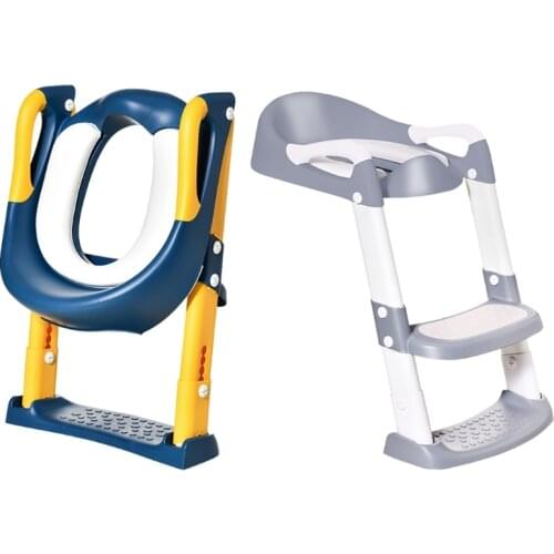 Portable Folding Toilet Seat Potty Chair Kids Child Non-Slip Potty Training Seat with Adjustable Step Stools Ladder Urinal Back