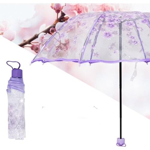 Girls Transparent Umbrella Male ladies Rain Plastic japanese Clear Lace Parasol Paraguas Women Colorful 8 Ribs Umbrella