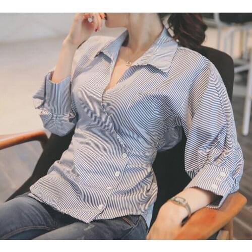 Женские рубашки в полоску Qunque/群鹊 China At AliExpress