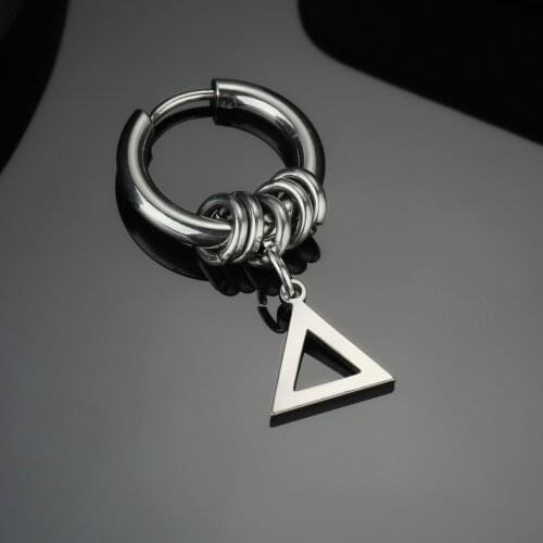 1PC Punk Stainless Steel Earrings Men Women Gothic Triangle Geometry Ear Ring Pop Hip Hop Piercing Jewelry