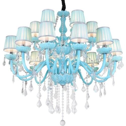 Nordic Blue Crystal Chandelier Lighting bedroom living room lamp Net Cafe Corridor kitchen decor chandeliers led lights for room