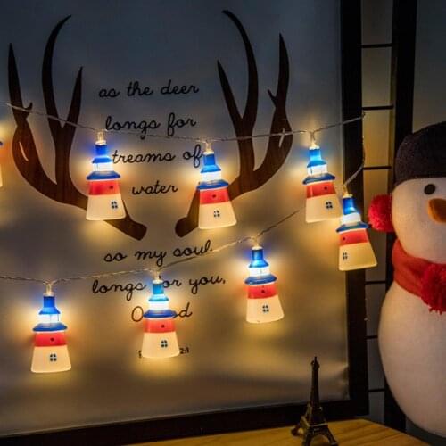 2m 10led Navy Small Lighthouse shaped LED String Lights For Halloween Room Party Weddings Hotel Festival Christmas Decor