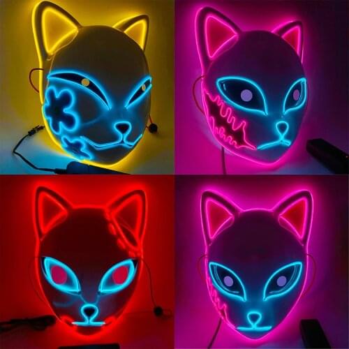 Led Mask Halloween Glowing Neon Mask Horror Mask Masque Masquerade Christmas Carnival Terror Masque For Carnival Party Cosplay
