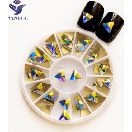 YANRUO 2252NoHF AB Triangle 5 6mm Strass Glue On Crystals Stone Non Hotfix Flat Back Rhinestones