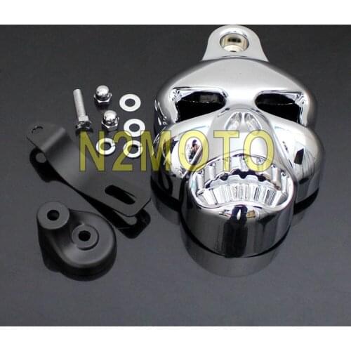 Billet Aluminum Motorcycle Skull Cowbell Horn Cover Carburetor Cover for Harley V-ROD Softail Dyna Road King Custom