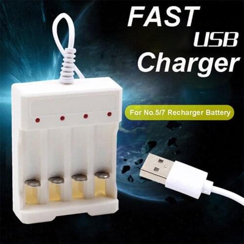 Rechargeable Battery Charger Adapter Multi-functional Design DC5V 1A 1.2V 4 Slot AA/AAA USB Plug for Home Office