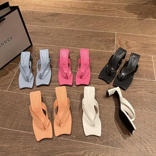 Summer Women Fashion Slippers Sandals Female New Outdoor Casual Cool Slides Girls Slipper Middle Heel Shoes Flip Flops Mules