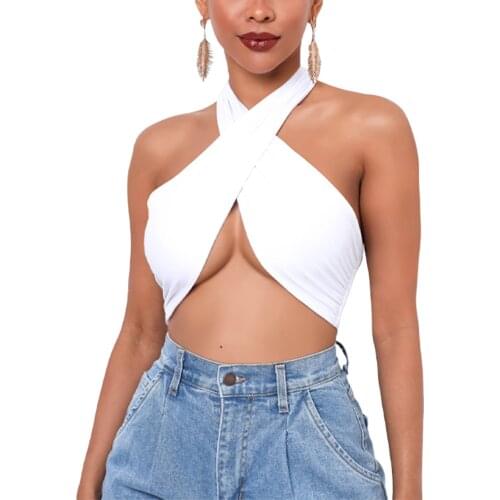 Womens Sexy Sleeveless Off Shoulder Tops, Girls Irregular Lace-up Vest, Casual Tight Backless Hollow Clothing