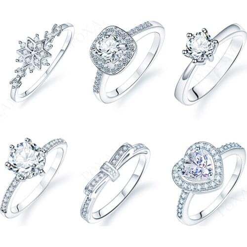 New Geometric Design Classic Elegant Wedding Rings For Women AAA Zircon Crystal Romantic Love Rings Female Engagement Jewelry