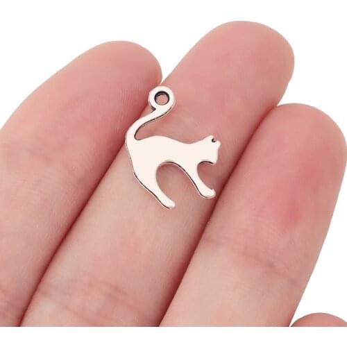 20 x Tibetan Silver Animal Cat Charms Pendants Beads 2 Sided for Bracelet Necklace Jewelry Making Findings 14x19mm