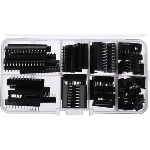 66 Pcs/set DIP IC Sockets Adaptor Solder Type Socket Kit 6 8 14 16 18 20 24 28 Pins